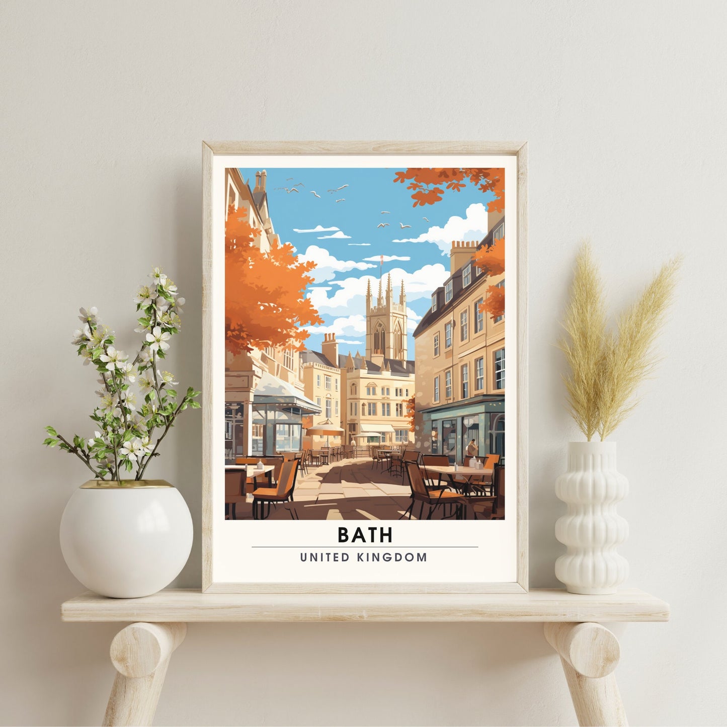 Affiche de Voyage Bath - Impression de voyage Bath - Impression Paysage Urbain Artistique - Collection Souvenirs du Royaume-Uni