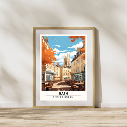 Affiche de Voyage Bath - Impression de voyage Bath - Impression Paysage Urbain Artistique - Collection Souvenirs du Royaume-Uni