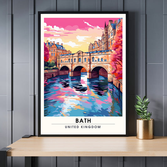 Affiche de Voyage Bath - Impression de voyage Bath - Impression Paysage Urbain Artistique - Collection Souvenirs du Royaume-Uni