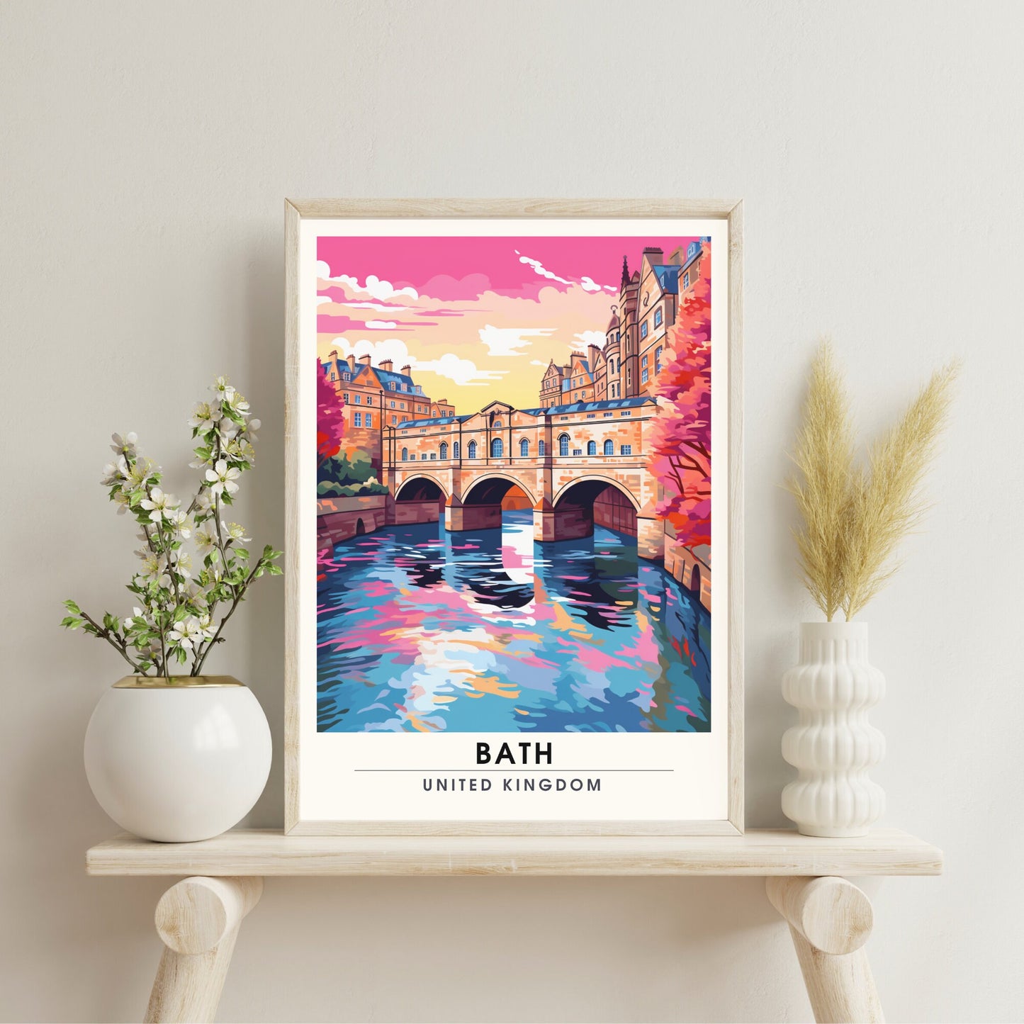 Affiche de Voyage Bath - Impression de voyage Bath - Impression Paysage Urbain Artistique - Collection Souvenirs du Royaume-Uni