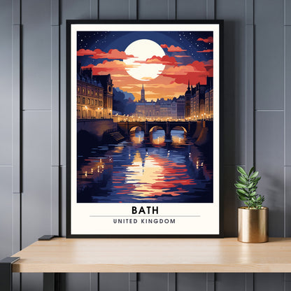 Affiche de Voyage Bath - Impression de voyage Bath - Impression Paysage Urbain Artistique - Collection Souvenirs du Royaume-Uni