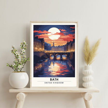 Affiche de Voyage Bath - Impression de voyage Bath - Impression Paysage Urbain Artistique - Collection Souvenirs du Royaume-Uni