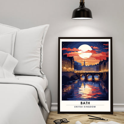 Affiche de Voyage Bath - Impression de voyage Bath - Impression Paysage Urbain Artistique - Collection Souvenirs du Royaume-Uni