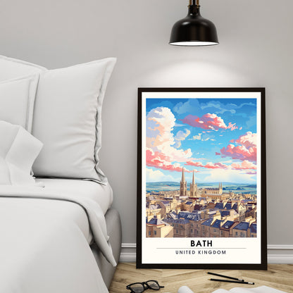 Affiche de Voyage Bath - Impression de voyage Bath - Impression Paysage Urbain Artistique - Collection Souvenirs du Royaume-Uni