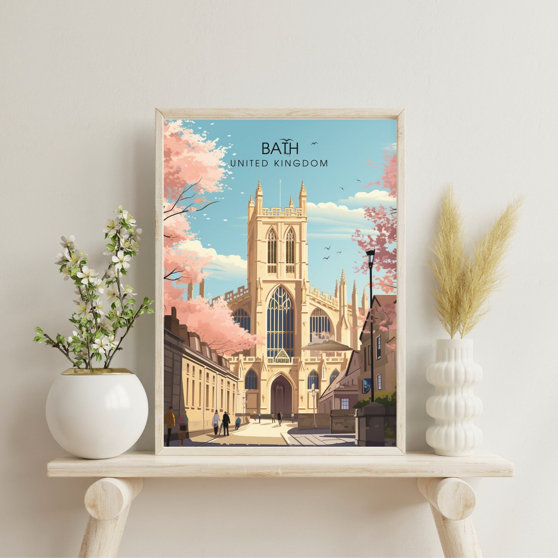 Affiche de Voyage Bath - Impression de voyage Bath - Impression Paysage Urbain Artistique - Collection Souvenirs du Royaume-Uni