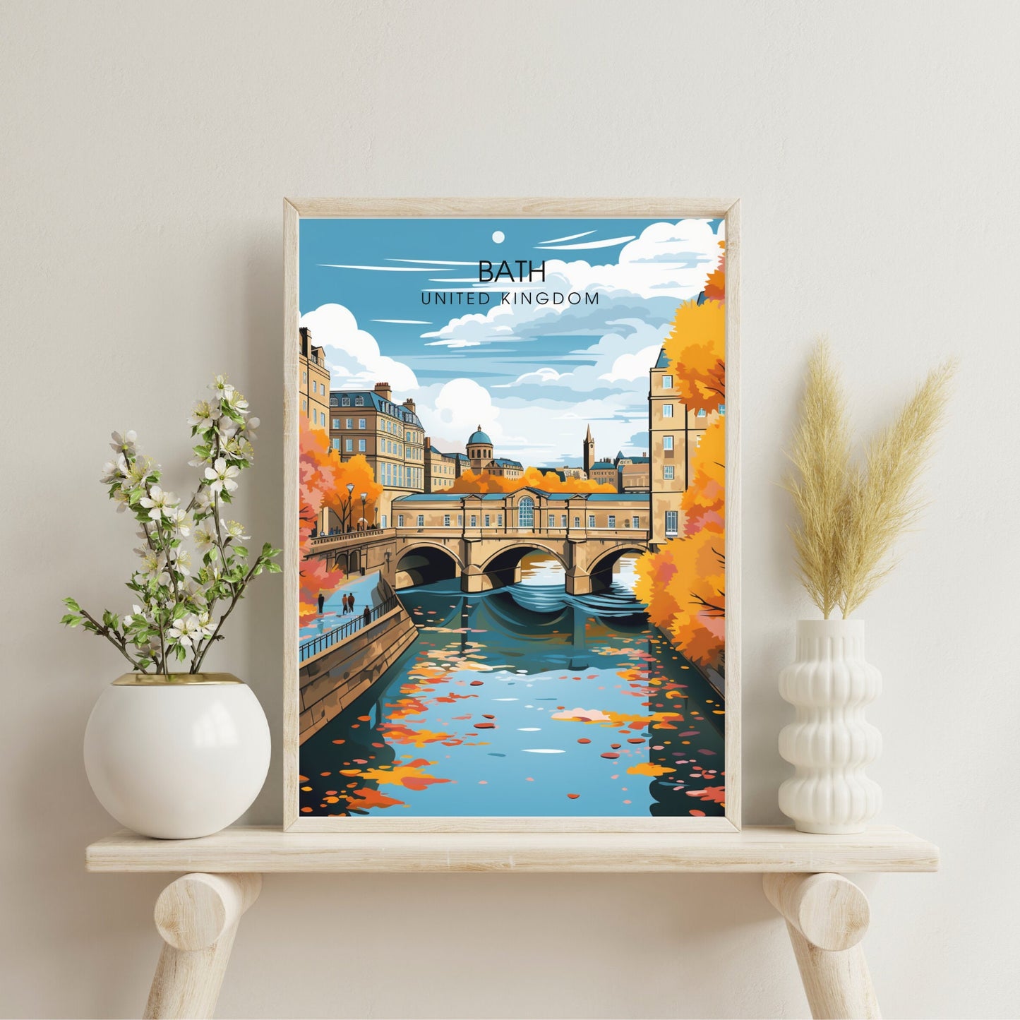 Affiche de Voyage Bath - Impression de voyage Bath - Impression Paysage Urbain Artistique - Collection Souvenirs du Royaume-Uni