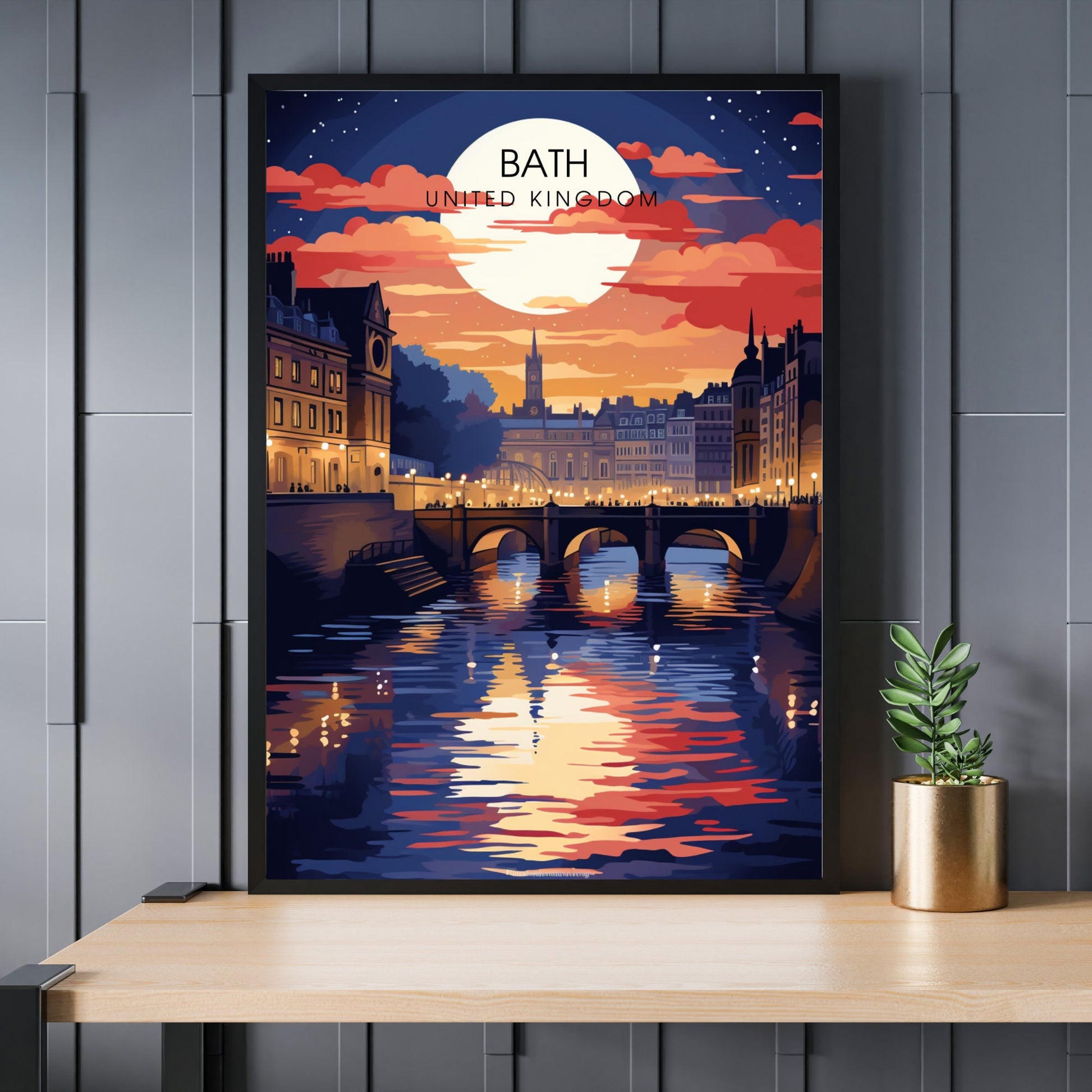 Affiche de Voyage Bath - Impression de voyage Bath - Impression Paysage Urbain Artistique - Collection Souvenirs du Royaume-Uni