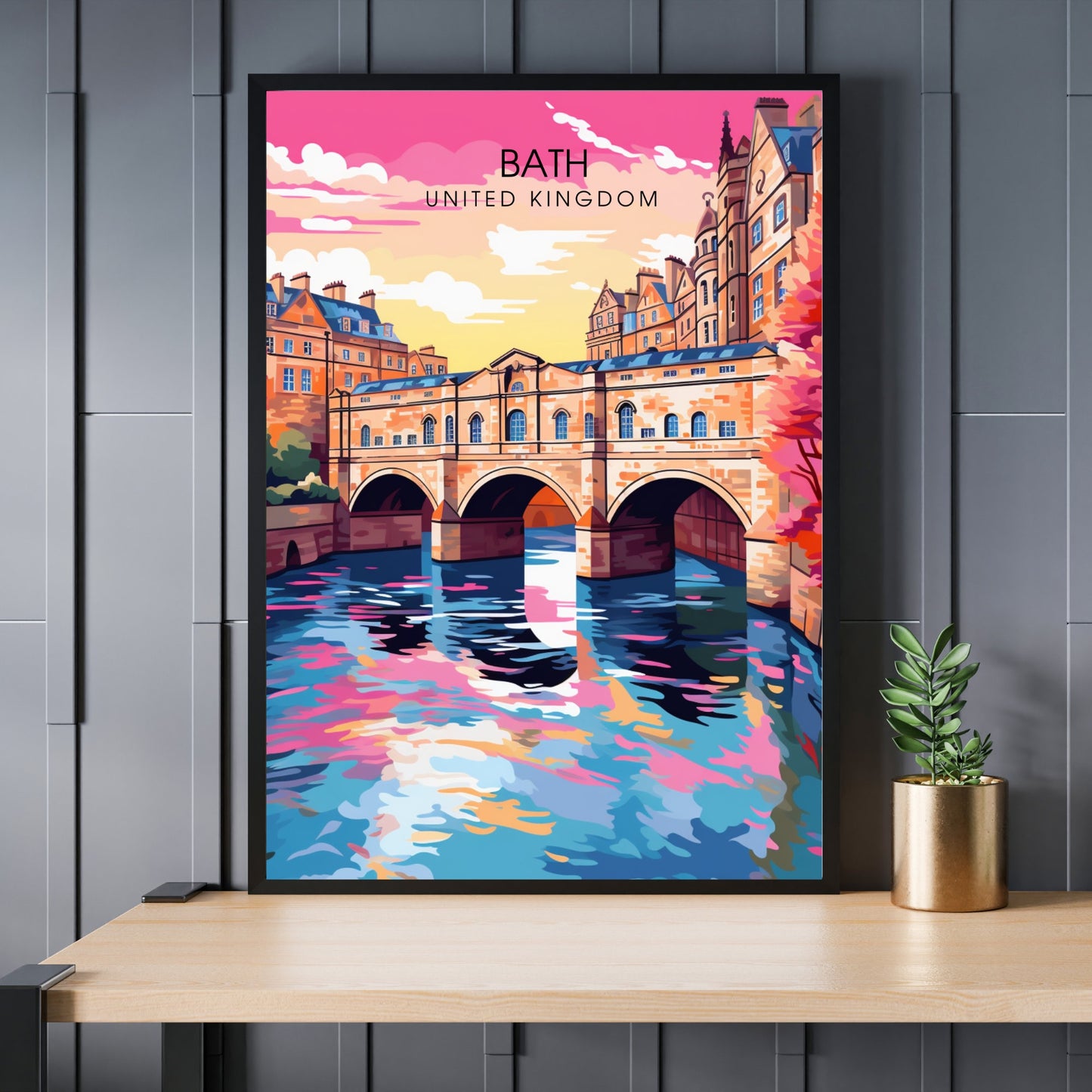 Affiche de Voyage Bath - Impression de voyage Bath - Impression Paysage Urbain Artistique - Collection Souvenirs du Royaume-Uni