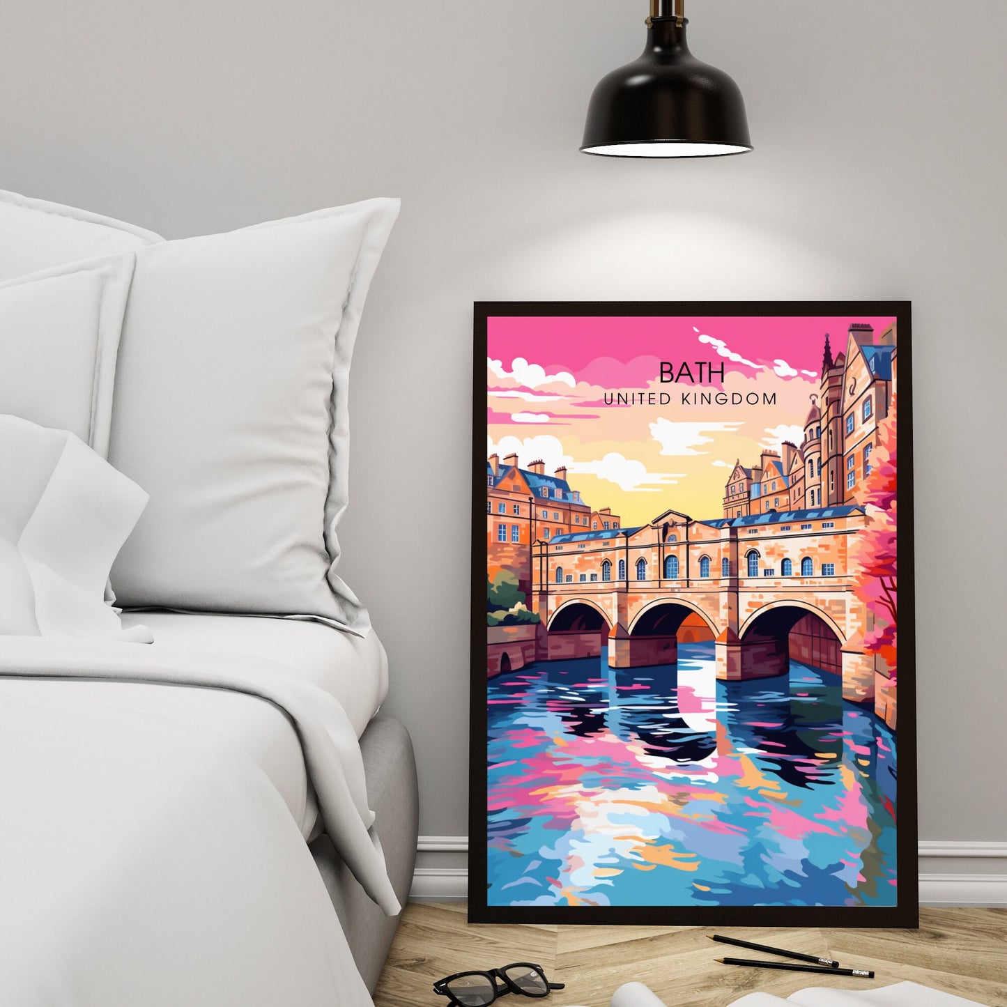 Affiche de Voyage Bath - Impression de voyage Bath - Impression Paysage Urbain Artistique - Collection Souvenirs du Royaume-Uni