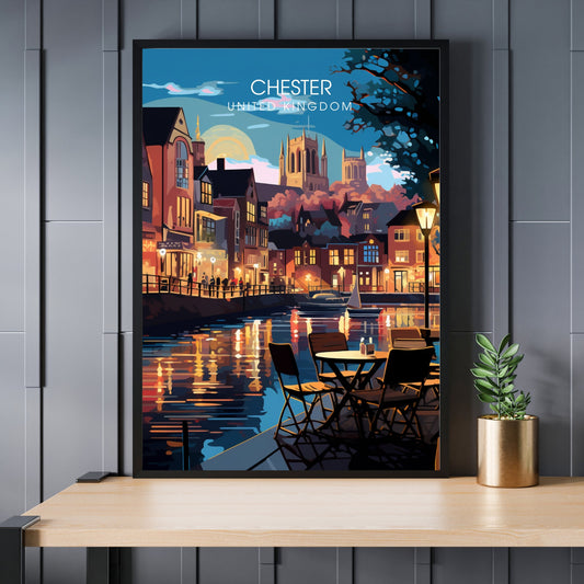 Affiche Chester- Impression de voyage Chester - Impression Paysage Urbain Artistique - Collection Souvenirs du Royaume-Uni