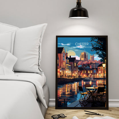 Affiche Chester- Impression de voyage Chester - Impression Paysage Urbain Artistique - Collection Souvenirs du Royaume-Uni