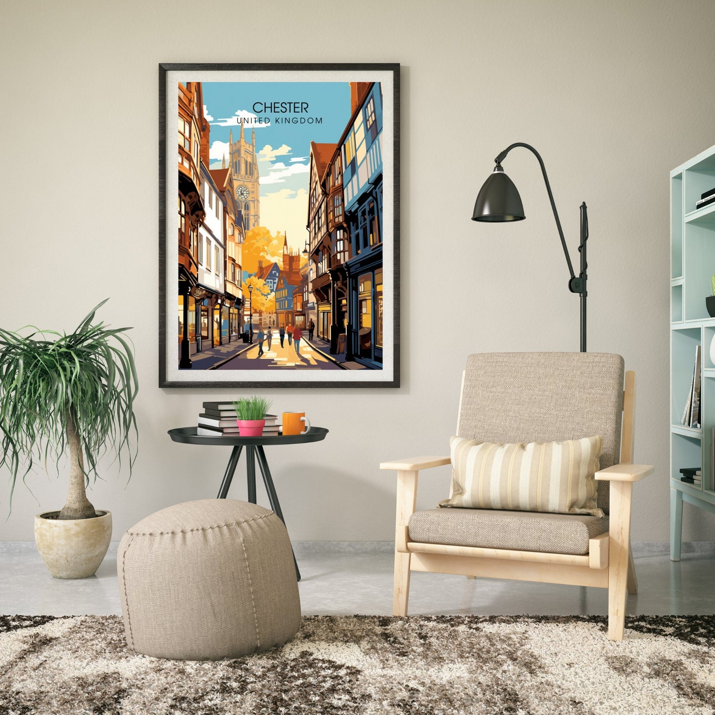 Affiche Chester- Impression de voyage Chester - Impression Paysage Urbain Artistique - Collection Souvenirs du Royaume-Uni