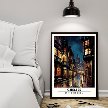 Affiche Chester- Impression de voyage Chester - Impression Paysage Urbain Artistique - Collection Souvenirs du Royaume-Uni