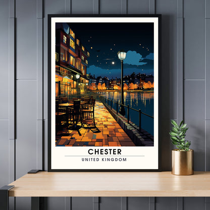 Affiche Chester- Impression de voyage Chester - Impression Paysage Urbain Artistique - Collection Souvenirs du Royaume-Uni