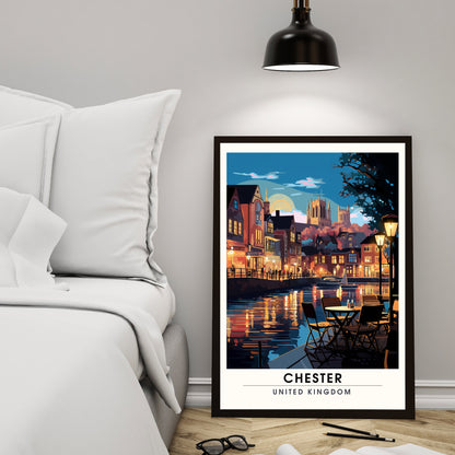 Affiche Chester- Impression de voyage Chester - Impression Paysage Urbain Artistique - Collection Souvenirs du Royaume-Uni