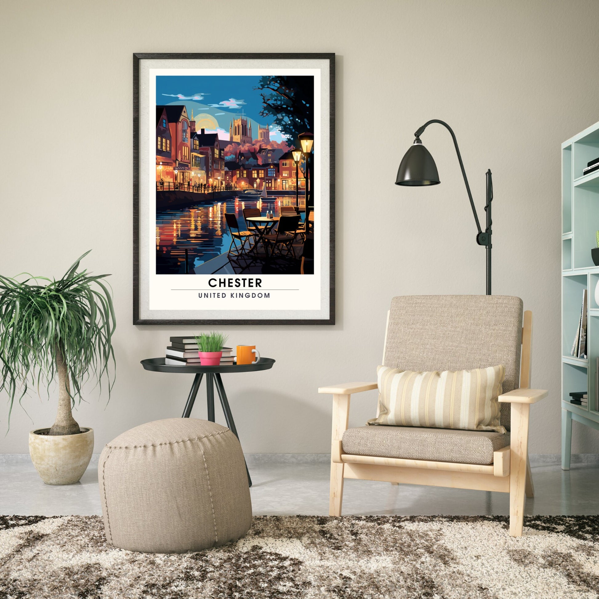 Affiche Chester- Impression de voyage Chester - Impression Paysage Urbain Artistique - Collection Souvenirs du Royaume-Uni