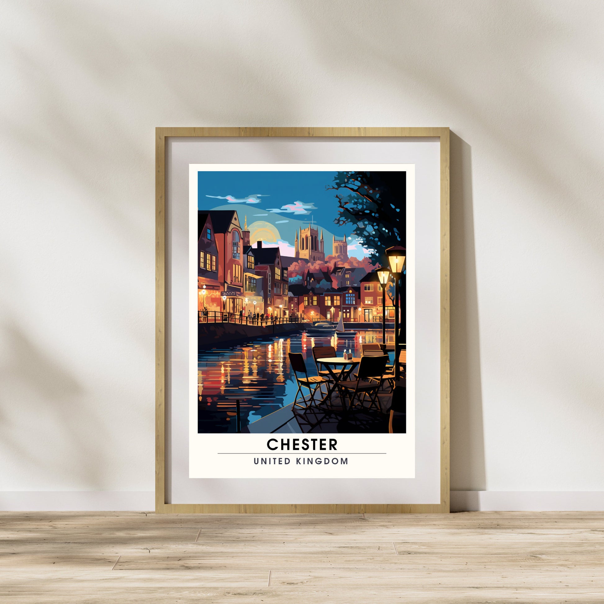 Affiche Chester- Impression de voyage Chester - Impression Paysage Urbain Artistique - Collection Souvenirs du Royaume-Uni