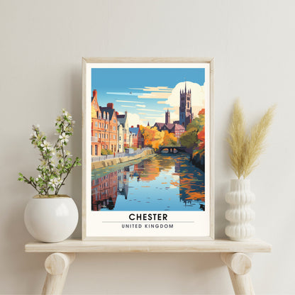 Affiche Chester- Impression de voyage Chester - Impression Paysage Urbain Artistique - Collection Souvenirs du Royaume-Uni