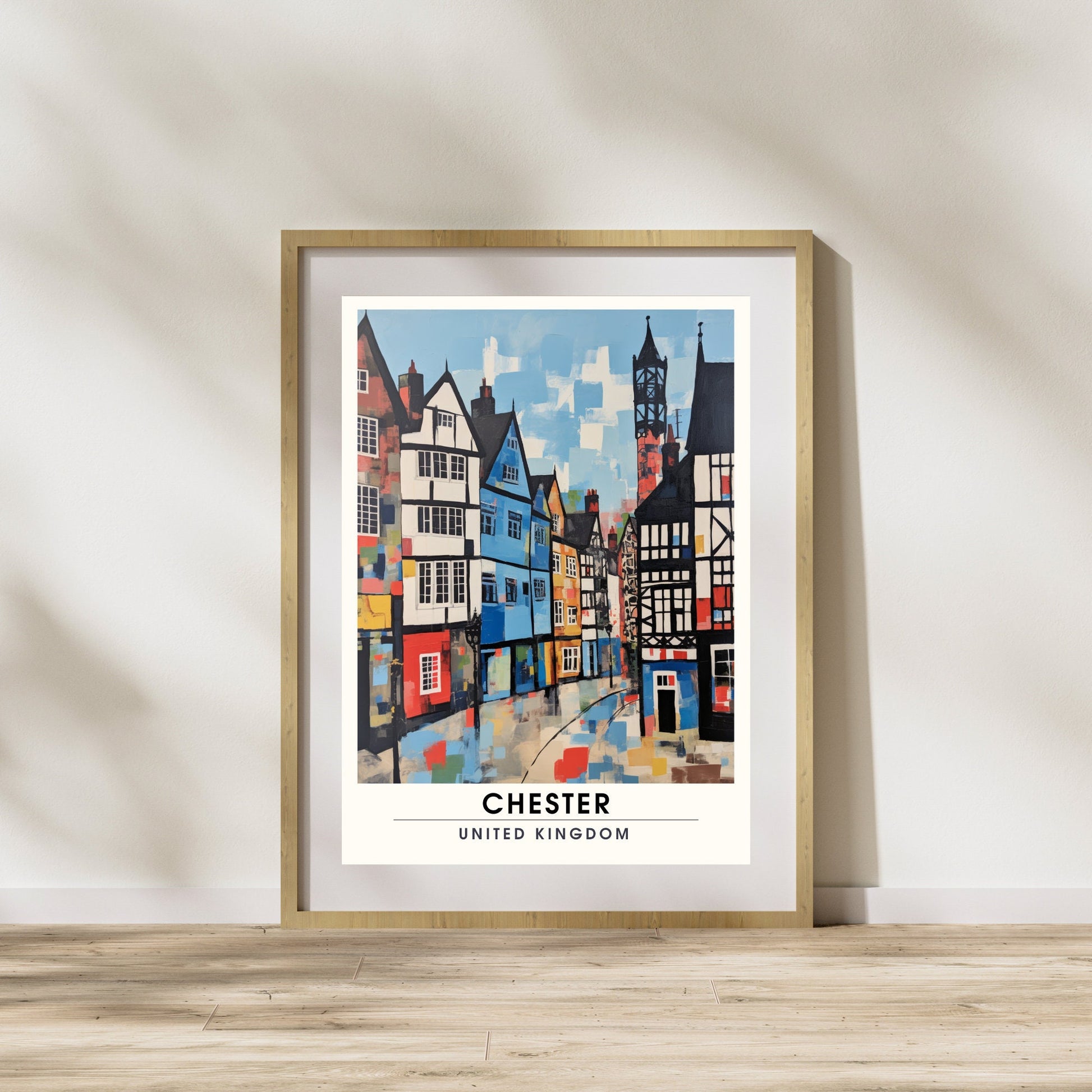 Affiche Chester- Impression de voyage Chester - Impression Paysage Urbain Artistique - Collection Souvenirs du Royaume-Uni