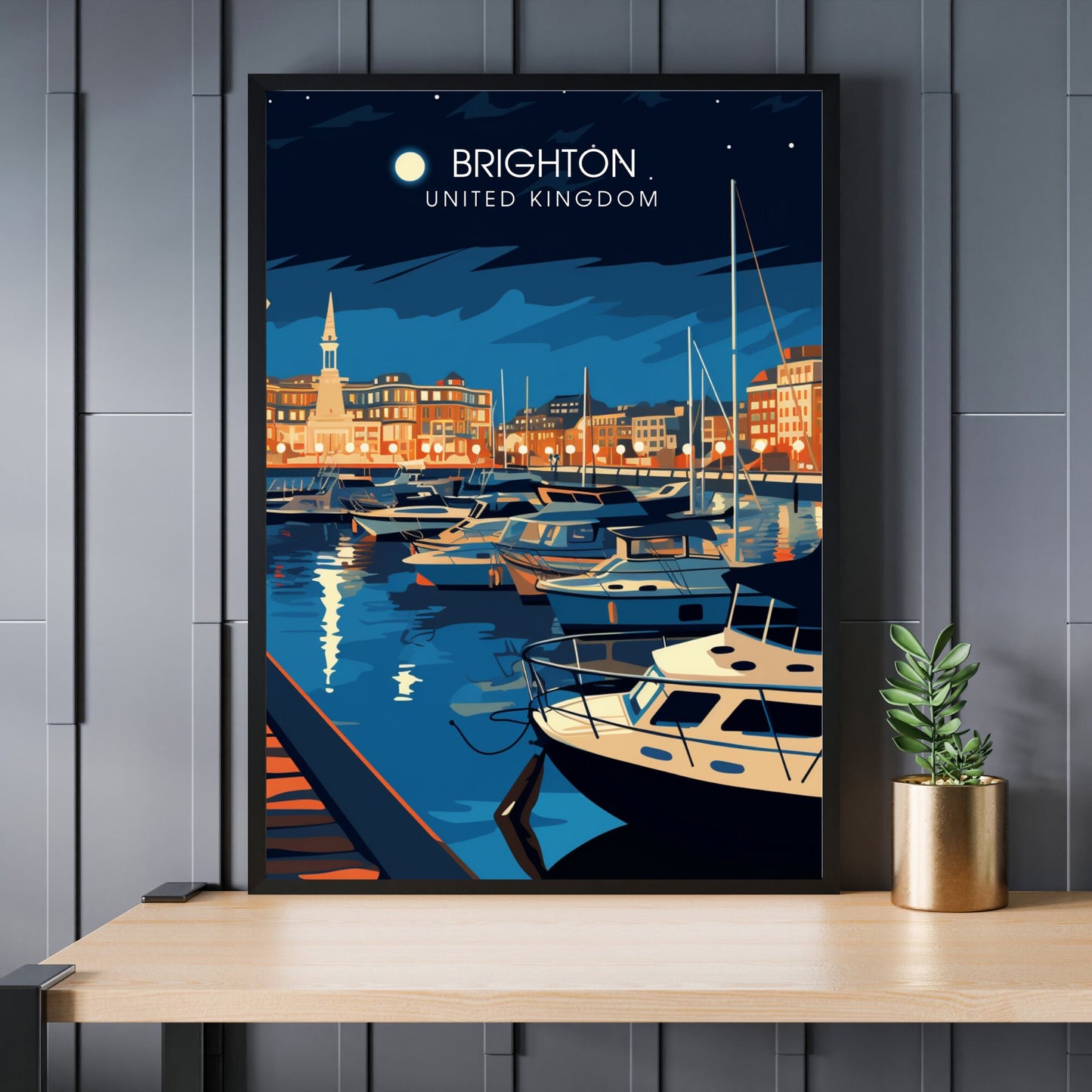 Affiche Brighton- Impression de voyage Brighton - Impression Paysage Urbain Artistique - Collection Souvenirs du Royaume-Uni