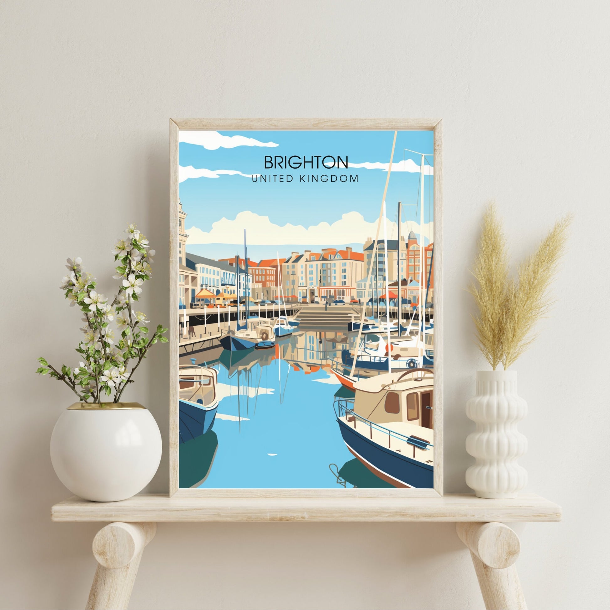 Affiche Brighton- Impression de voyage Brighton - Impression Paysage Urbain Artistique - Collection Souvenirs du Royaume-Uni