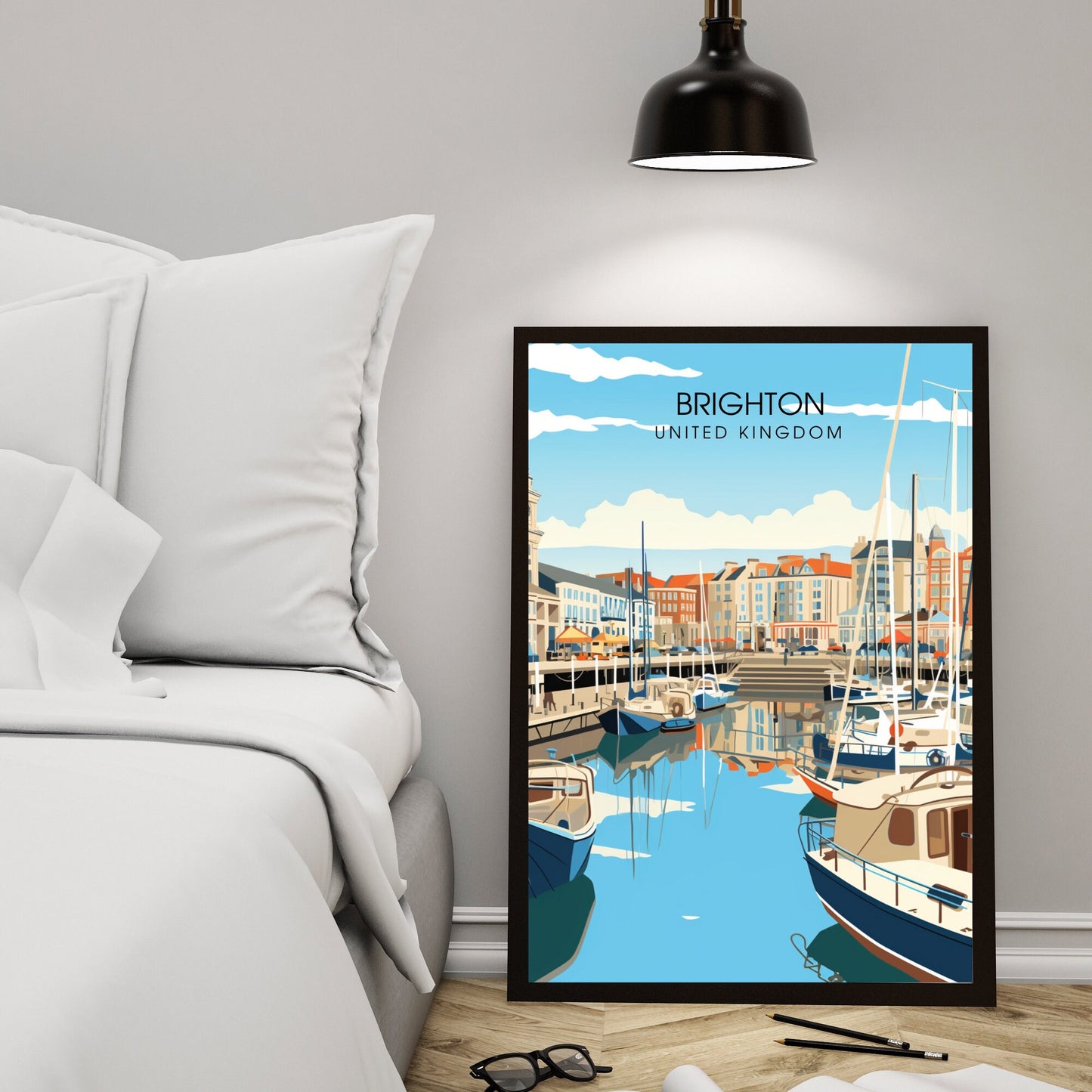 Affiche Brighton- Impression de voyage Brighton - Impression Paysage Urbain Artistique - Collection Souvenirs du Royaume-Uni