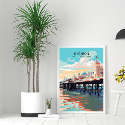 Affiche Brighton- Impression de voyage Brighton - Impression Paysage Urbain Artistique - Collection Souvenirs du Royaume-Uni