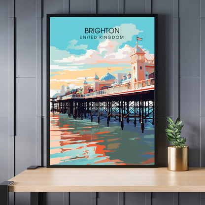 Affiche Brighton- Impression de voyage Brighton - Impression Paysage Urbain Artistique - Collection Souvenirs du Royaume-Uni