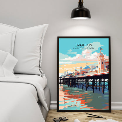 Affiche Brighton- Impression de voyage Brighton - Impression Paysage Urbain Artistique - Collection Souvenirs du Royaume-Uni