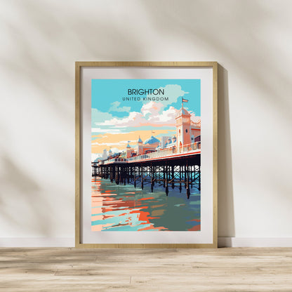 Affiche Brighton- Impression de voyage Brighton - Impression Paysage Urbain Artistique - Collection Souvenirs du Royaume-Uni