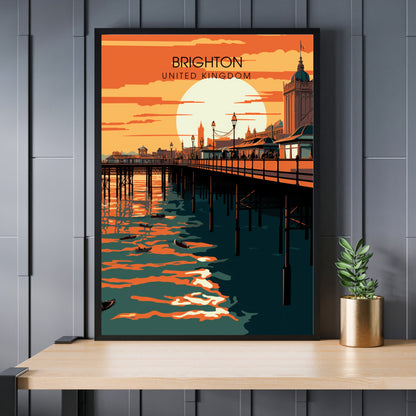 Affiche Brighton- Impression de voyage Brighton - Impression Paysage Urbain Artistique - Collection Souvenirs du Royaume-Uni