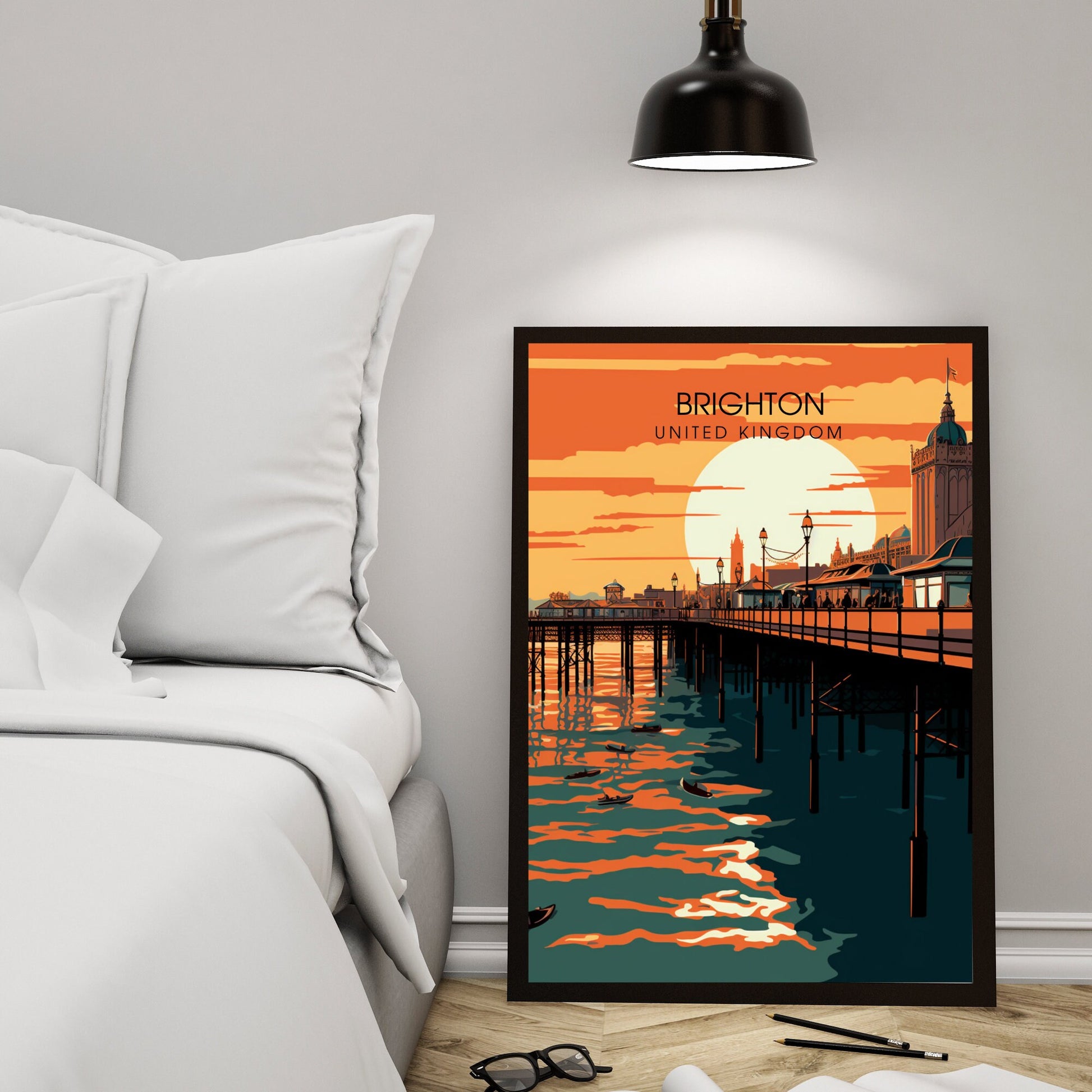 Affiche Brighton- Impression de voyage Brighton - Impression Paysage Urbain Artistique - Collection Souvenirs du Royaume-Uni