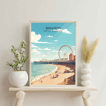 Affiche Brighton- Impression de voyage Brighton - Impression Paysage Urbain Artistique - Collection Souvenirs du Royaume-Uni