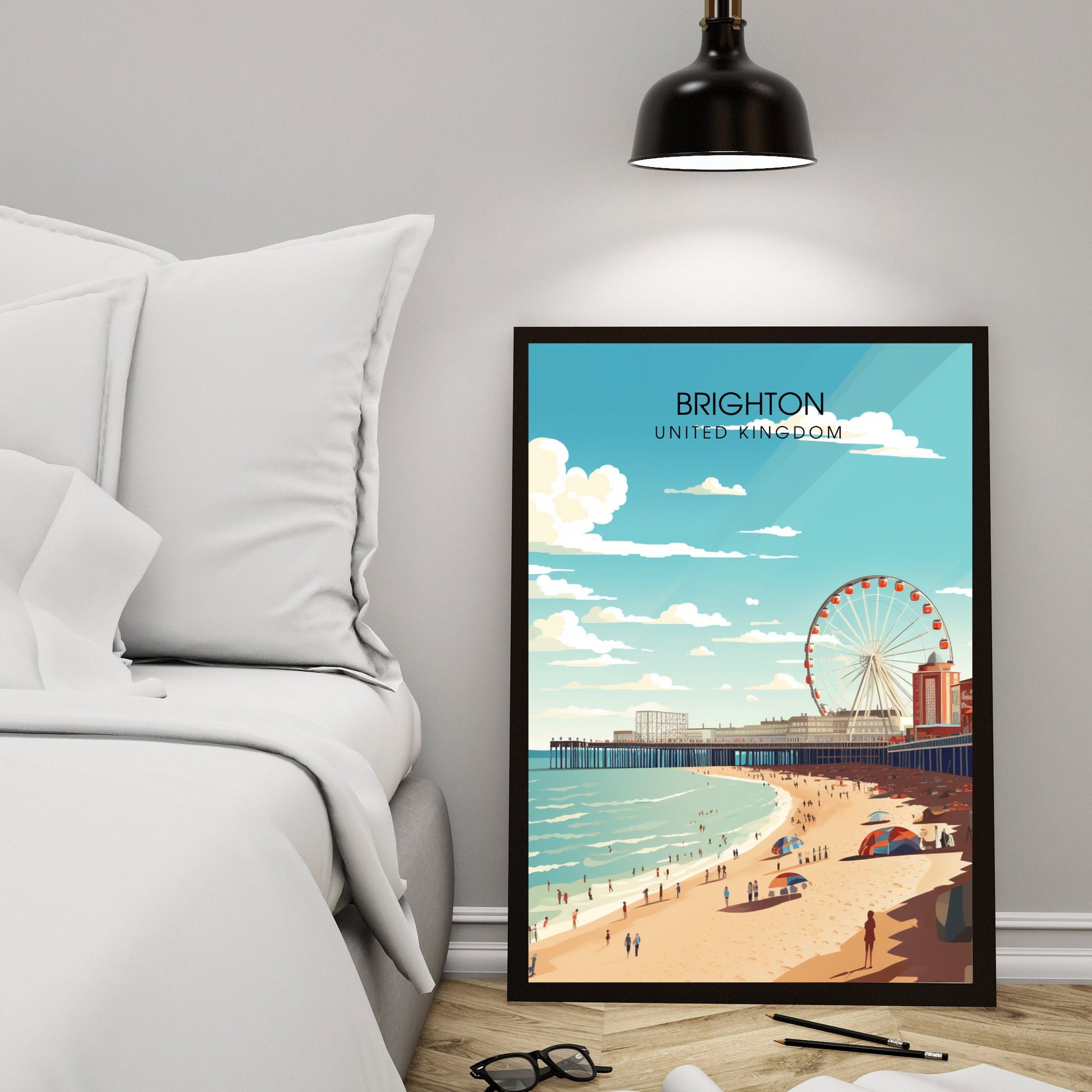 Affiche Brighton- Impression de voyage Brighton - Impression Paysage Urbain Artistique - Collection Souvenirs du Royaume-Uni