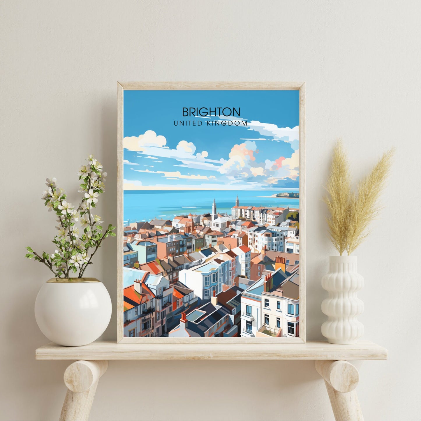 Affiche Brighton- Impression de voyage Brighton - Impression Paysage Urbain Artistique - Collection Souvenirs du Royaume-Uni