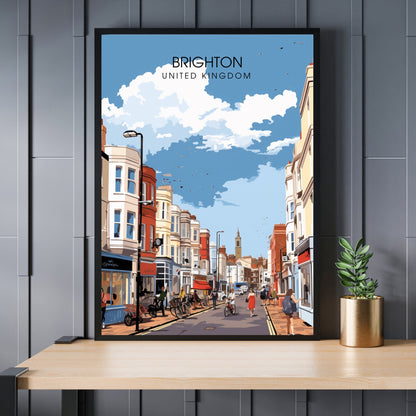 Affiche Brighton- Impression de voyage Brighton - Impression Paysage Urbain Artistique - Collection Souvenirs du Royaume-Uni