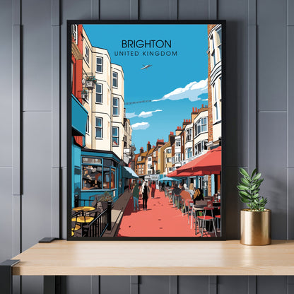 Affiche Brighton- Impression de voyage Brighton - Impression Paysage Urbain Artistique - Collection Souvenirs du Royaume-Uni