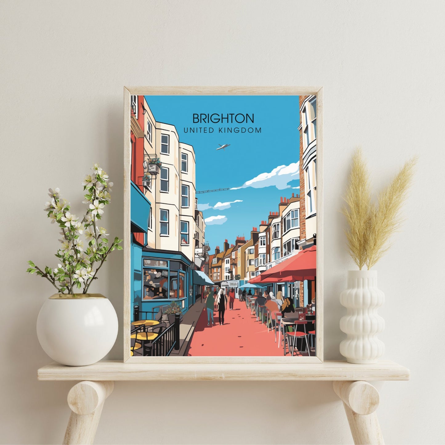 Affiche Brighton- Impression de voyage Brighton - Impression Paysage Urbain Artistique - Collection Souvenirs du Royaume-Uni