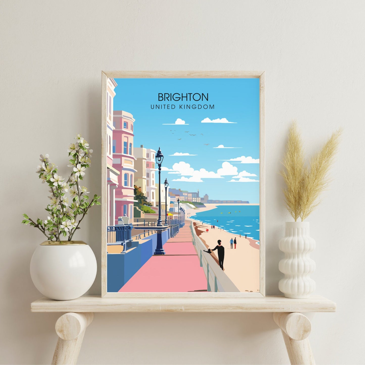 Affiche Brighton- Impression de voyage Brighton - Impression Paysage Urbain Artistique - Collection Souvenirs du Royaume-Uni