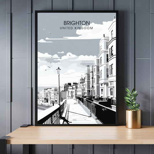 Affiche Brighton- Impression de voyage Brighton - Impression Paysage Urbain Artistique - Collection Souvenirs du Royaume-Uni