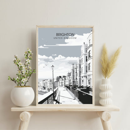 Affiche Brighton- Impression de voyage Brighton - Impression Paysage Urbain Artistique - Collection Souvenirs du Royaume-Uni