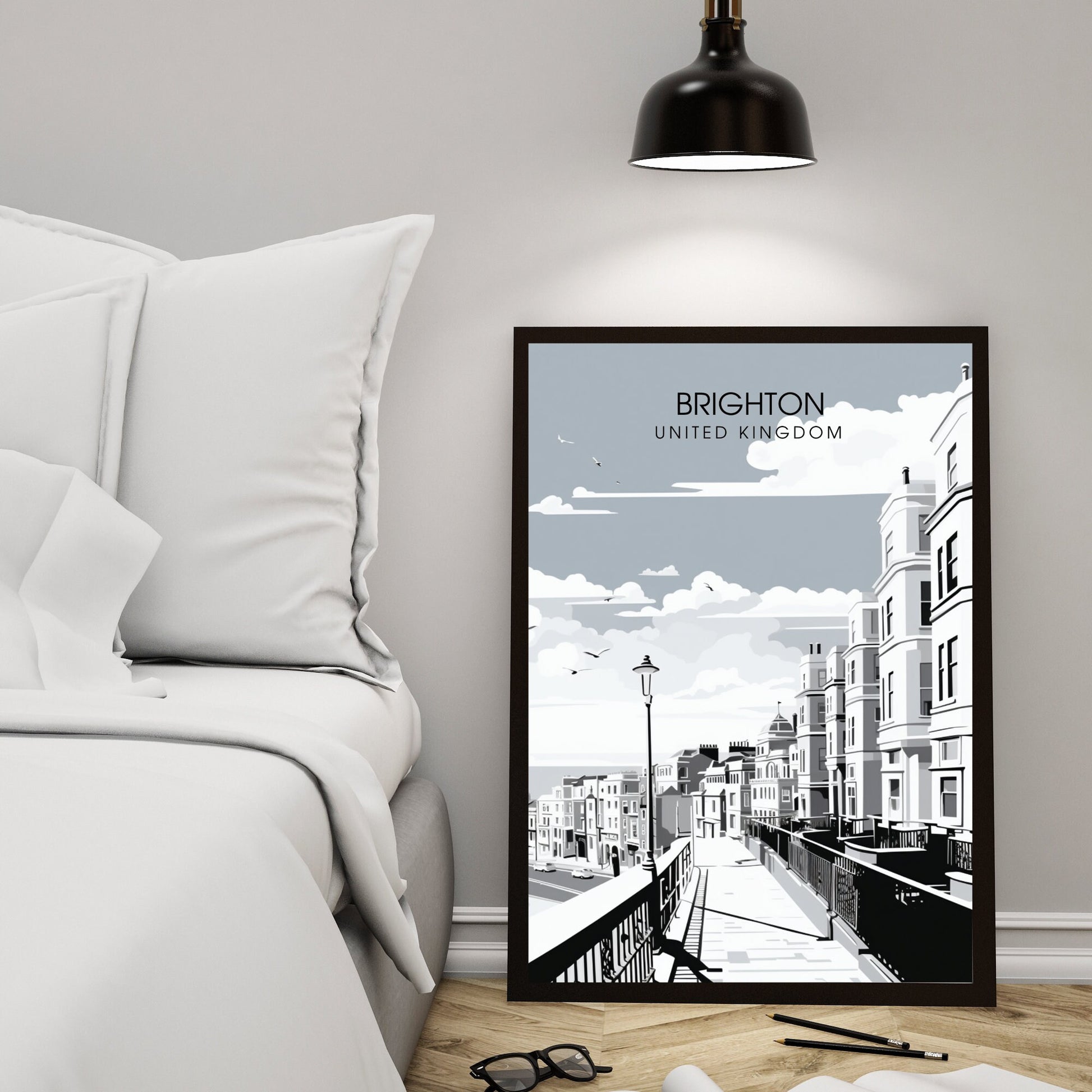 Affiche Brighton- Impression de voyage Brighton - Impression Paysage Urbain Artistique - Collection Souvenirs du Royaume-Uni