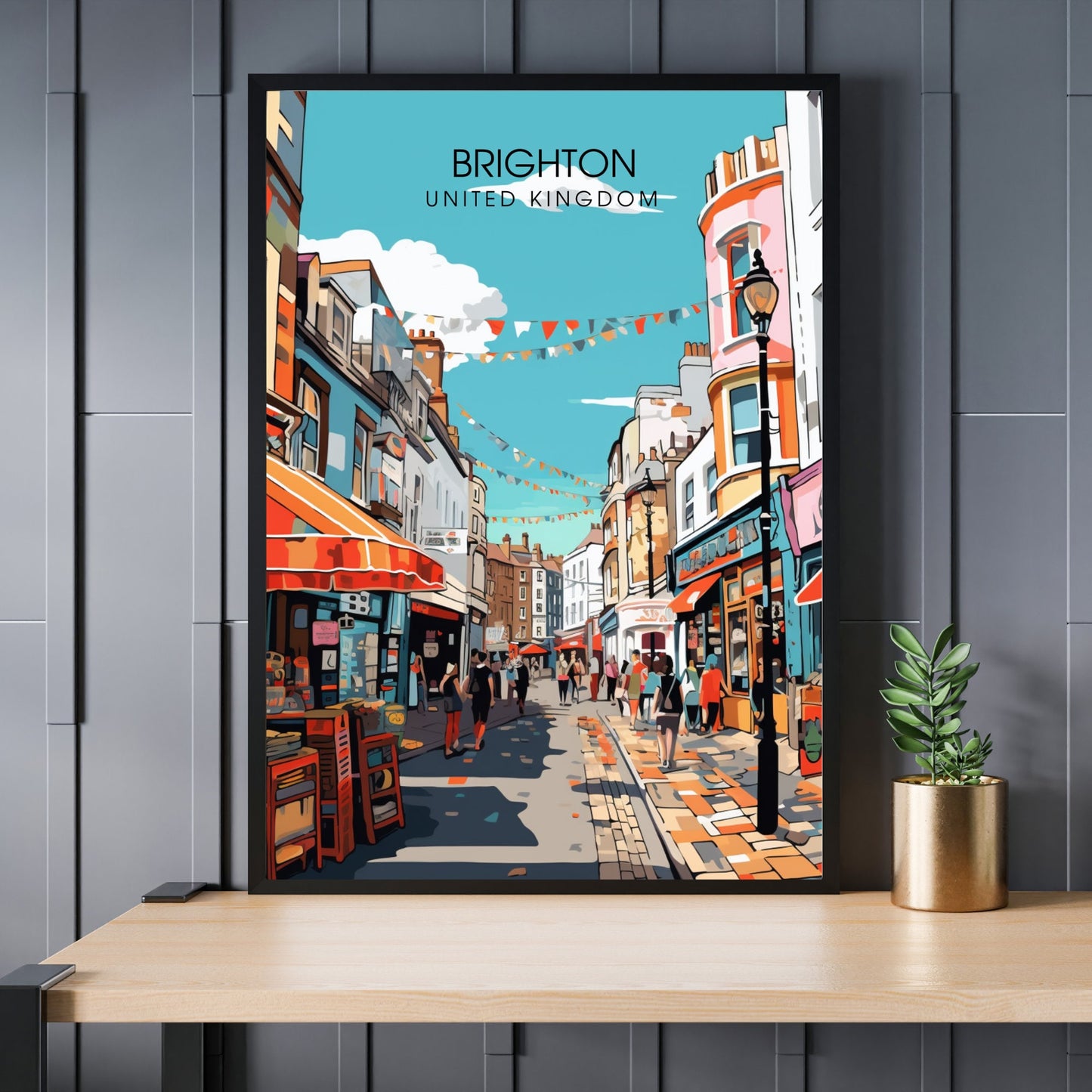 Affiche Brighton- Impression de voyage Brighton - Impression Paysage Urbain Artistique - Collection Souvenirs du Royaume-Uni