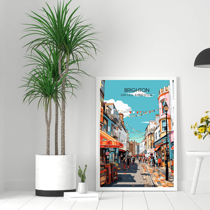 Affiche Brighton- Impression de voyage Brighton - Impression Paysage Urbain Artistique - Collection Souvenirs du Royaume-Uni