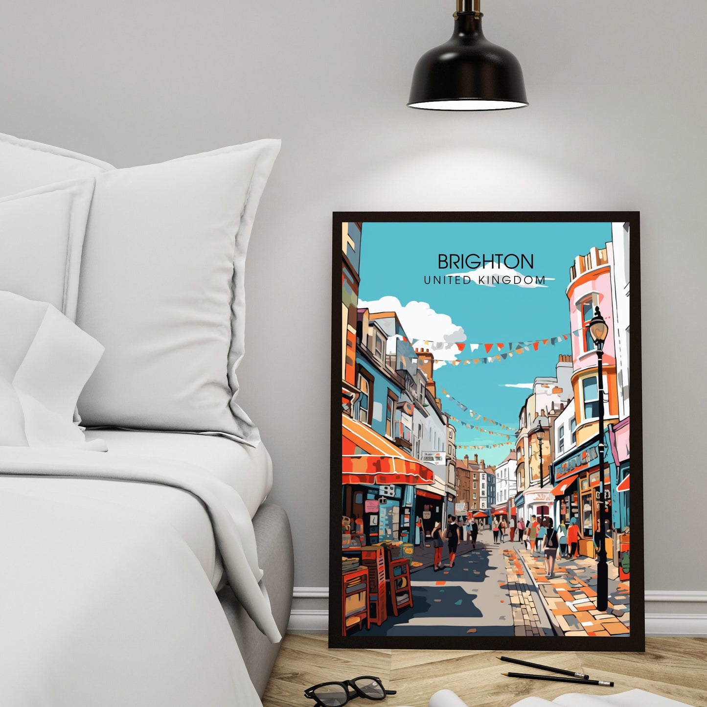 Affiche Brighton- Impression de voyage Brighton - Impression Paysage Urbain Artistique - Collection Souvenirs du Royaume-Uni