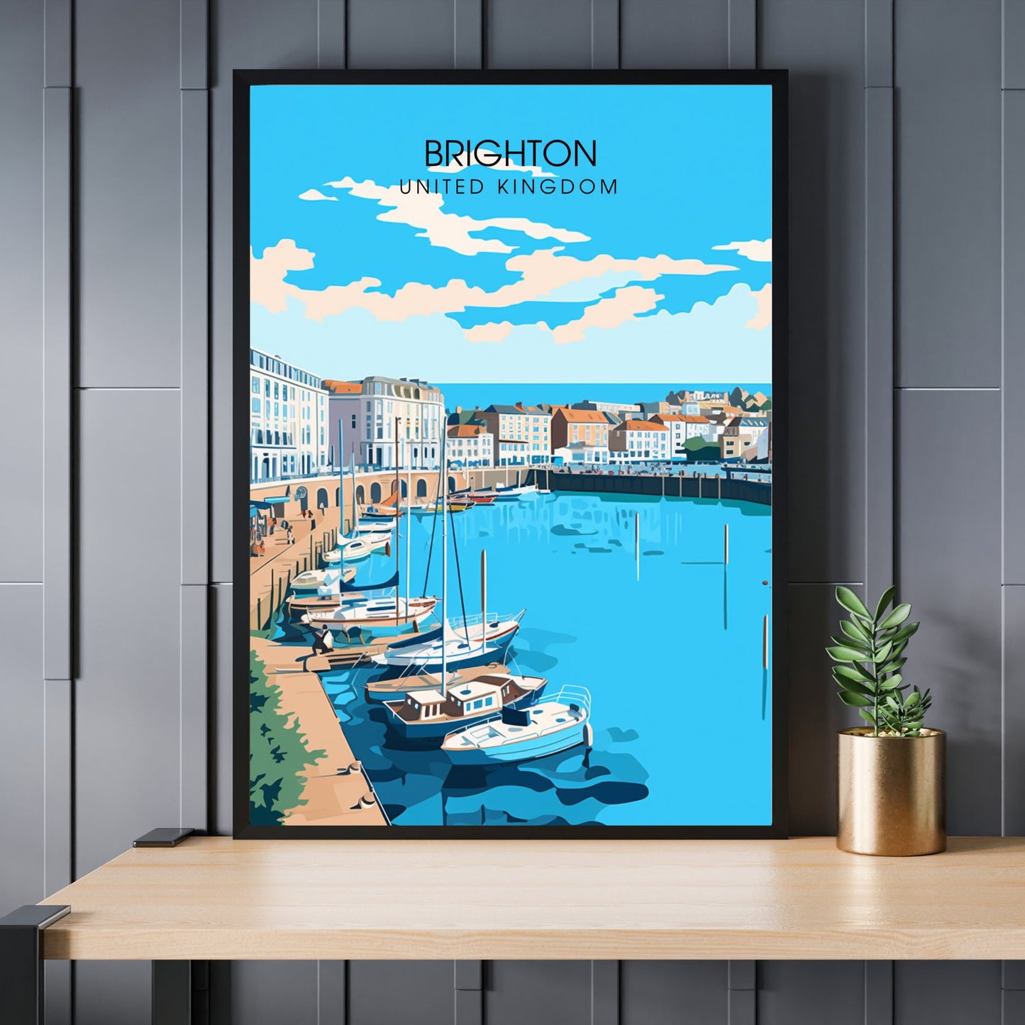 Affiche Brighton- Impression de voyage Brighton - Impression Paysage Urbain Artistique - Collection Souvenirs du Royaume-Uni