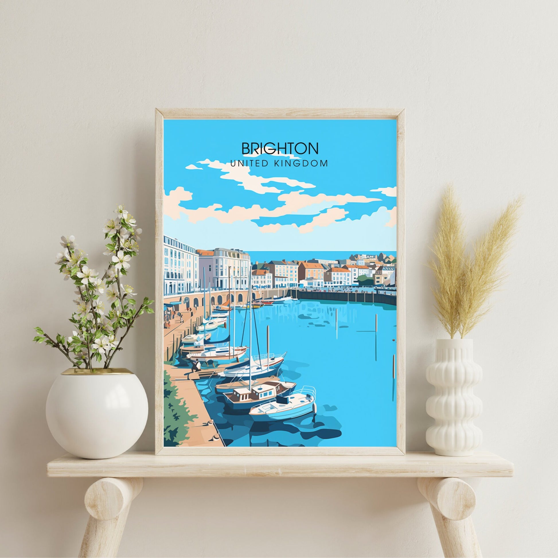 Affiche Brighton- Impression de voyage Brighton - Impression Paysage Urbain Artistique - Collection Souvenirs du Royaume-Uni