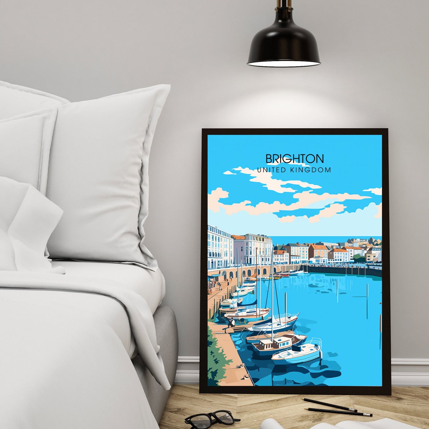 Affiche Brighton- Impression de voyage Brighton - Impression Paysage Urbain Artistique - Collection Souvenirs du Royaume-Uni