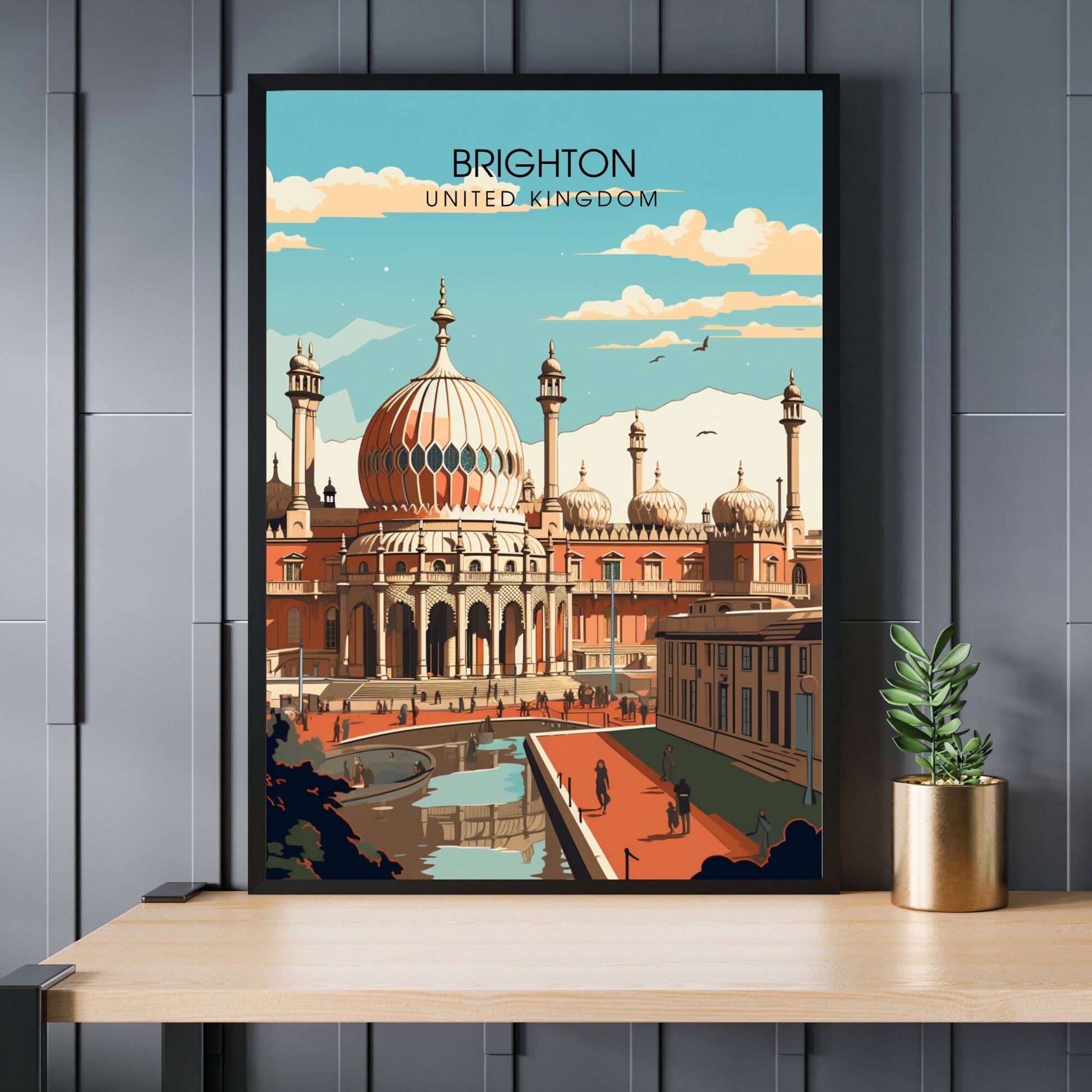 Affiche Brighton- Impression de voyage Brighton - Impression Paysage Urbain Artistique - Collection Souvenirs du Royaume-Uni