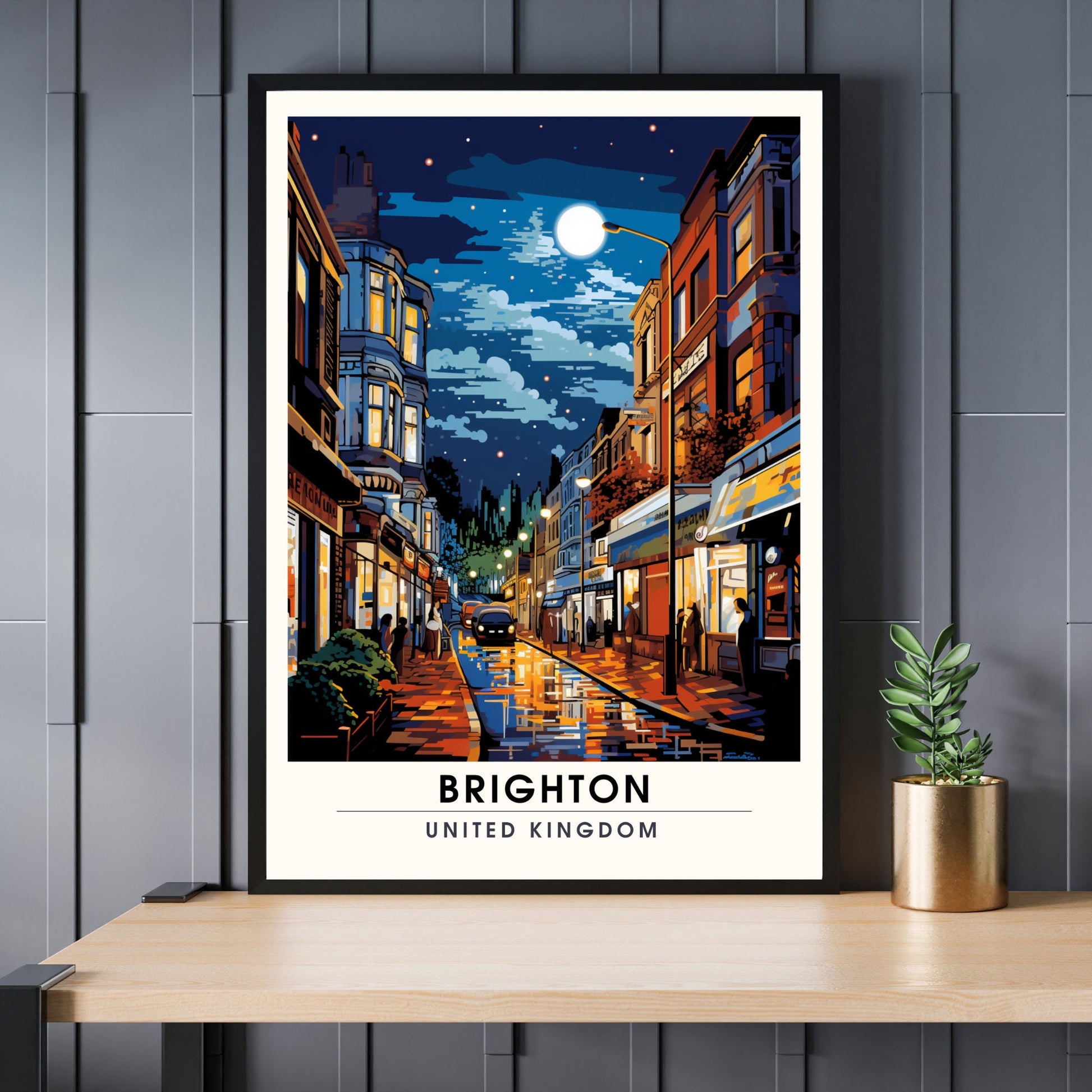 Affiche Brighton- Impression de voyage Brighton - Impression Paysage Urbain Artistique - Collection Souvenirs du Royaume-Uni